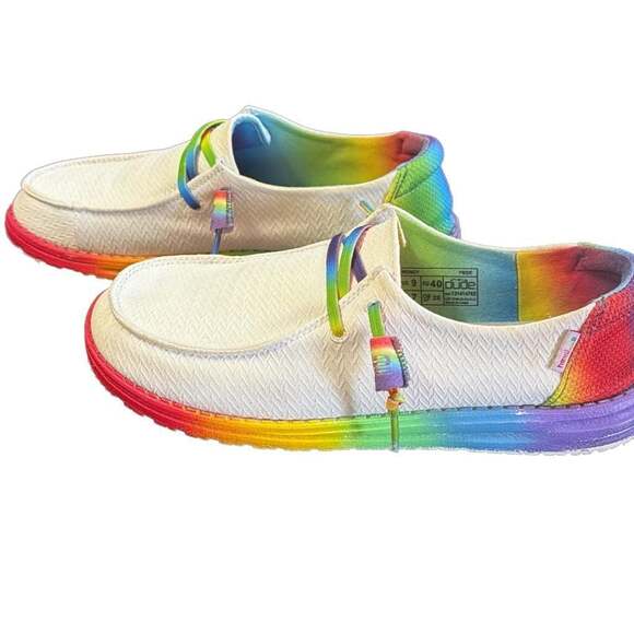 Hey Dude Wendy Pride Rainbow Casual Shoes Slip Ons. Read - Picture 1 of 7